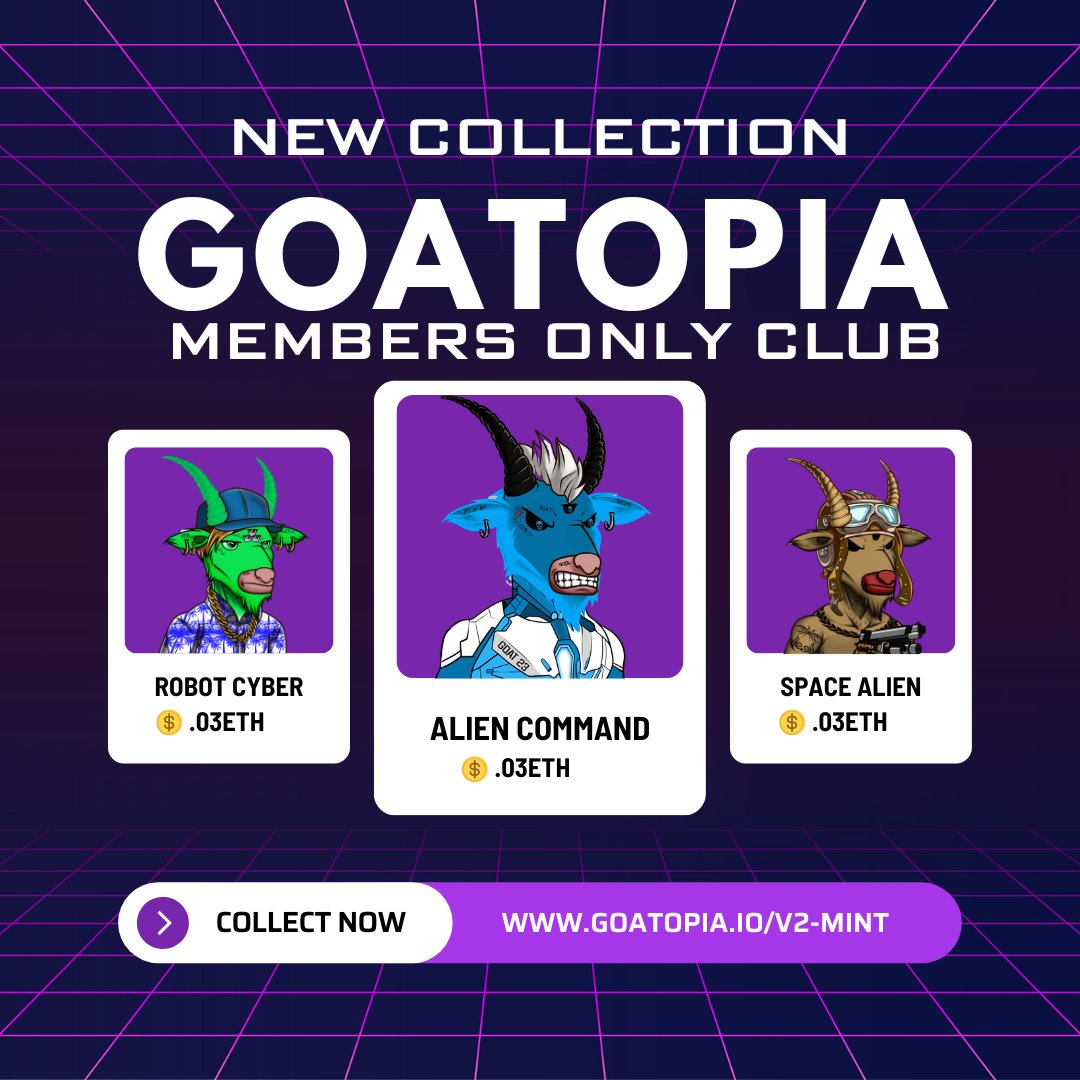 cryptomike2123's tweet photo. Loving my collection. Time to mint yourself a #Goatopia #LetsGoatopia
https://t.co/ICUFoUdCJn https://t.co/SVZ1MQLUBB