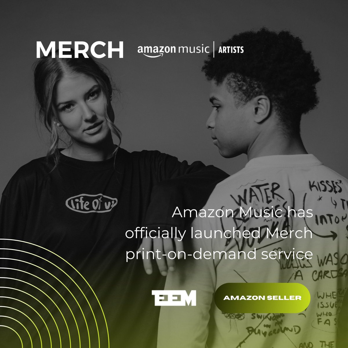 Did you know that Amazon Music officially launched Merch print-on-demand service? EEM Records was also recently approved as a seller!

Meet your fans where they are listening AND shopping - on Amazon Music and Amazon.com.