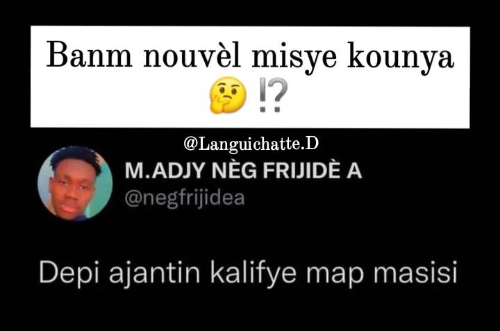 LanguichatteD's tweet photo. Si son nèg ki konn kenbe pwomès🤔 K² voye wi, koze'k gen isit😁 https://t.co/zGI6opp832