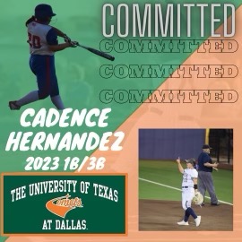 Huge shout out to our own  <a href="/20_chernandez/">Cadence Hernandez</a> on her commitment to <a href="/UTDSoftball/">UTDSoftball</a> !! We are so proud of you Cadence! 🧡💚 Go Comets!! <a href="/TexasGlory/">Texas Glory</a> <a href="/NCAASoftball/">NCAA Softball</a> #softball #commited #cometsoftball