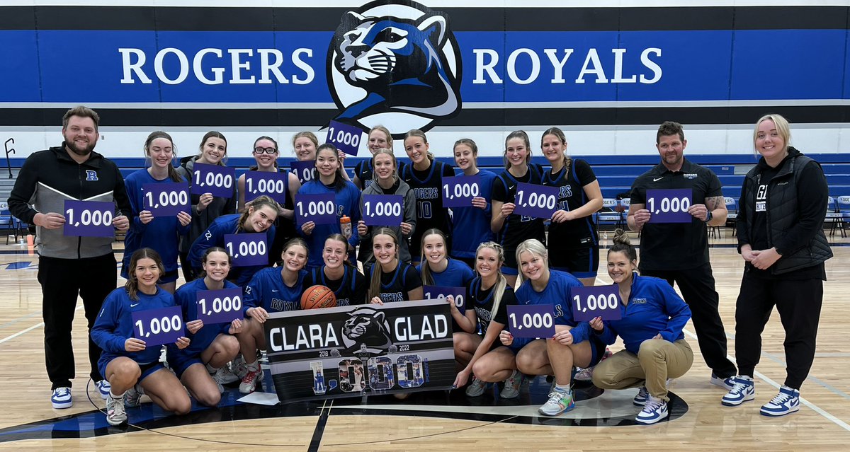 Congratulations to Rogers’ Clara Glad on scoring her 1,000 career point in Rogers win over Centennial tonight.
<a href="/geauxroyals/">Rogers Royals</a> <a href="/rogersgbb1/">Rogers Girls Basketball</a> <a href="/ISD728/">ISD 728</a>