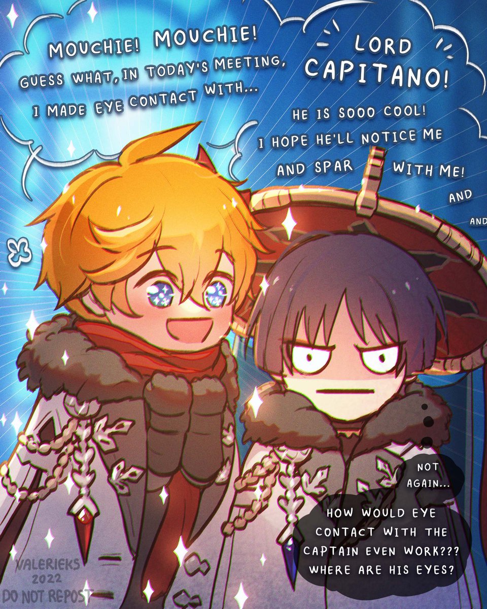 valerieks_'s tweet photo. The difference in their voicelines about Capitano is so funny to me

#childe #scaramouche #GenshinImpact https://t.co/Nf8aWOVGPs