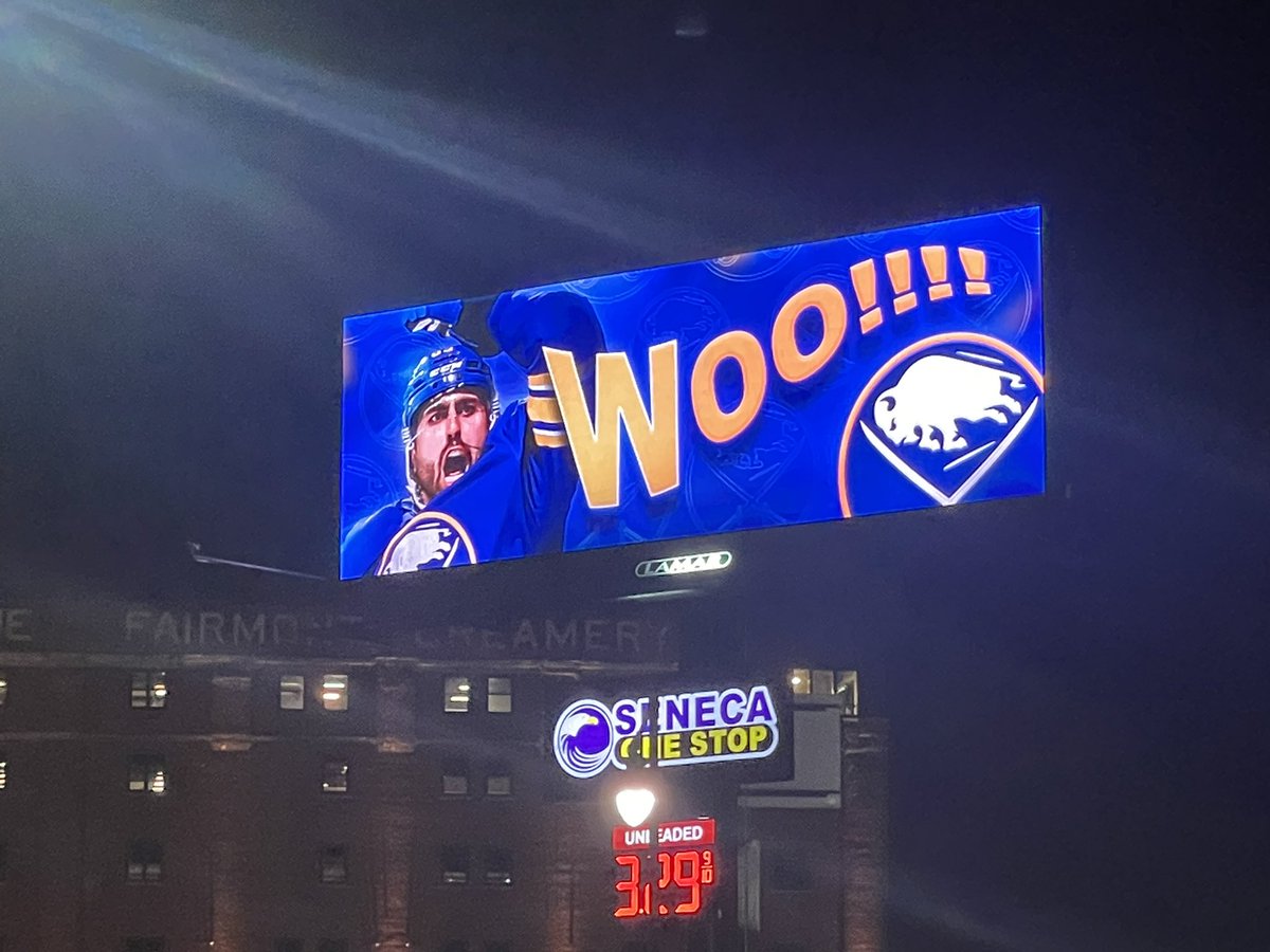 rachelhopmayer's tweet photo. #Sabres “Woo!” era in full swing after third period dominance + Craig Anderson shutout. New billboard spotted at the Seneca One Stop 👀 https://t.co/Y8qYSKFW0V
