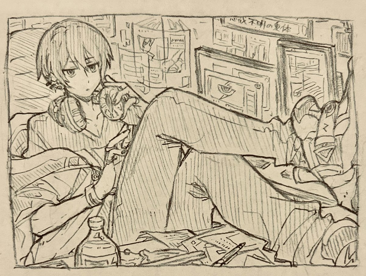 友人に描いた現代チックの零夜さん 