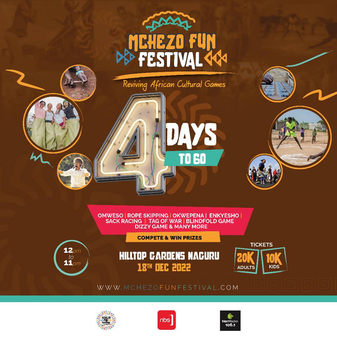 Get ready for Mchezo fun festival💃We have 4 days remaining.simply get your tickets now throughugtickets.com/event/mchezo-f 20k adults and 10k children.come represent your region in the competition and win prizes.
#MCHEZOFUNFESTIVAL