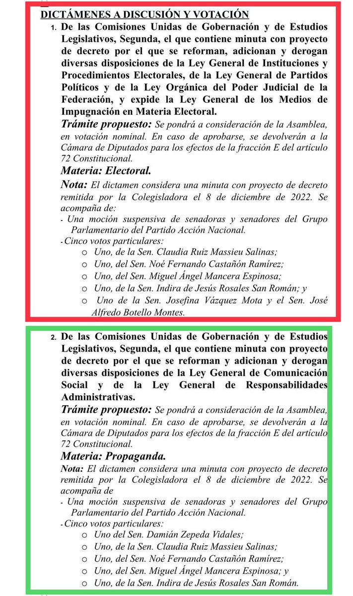 ErnestoGuerra_'s tweet photo. #ÚltimaLegislativa🗳
⚠️En el ODD de la sesión de mañana del @senadomexicano la discusión y en si caso aprobación de Los #DosDictámenes
📍1. Va #LGIPE #LGPP #LOPJF #LGMIME
📍2. Va #LGCS y #LGRA en ambos dictámenes se analizarán mociones suspensivas de diversos legisladores. https://t.co/h1MnQsKi95