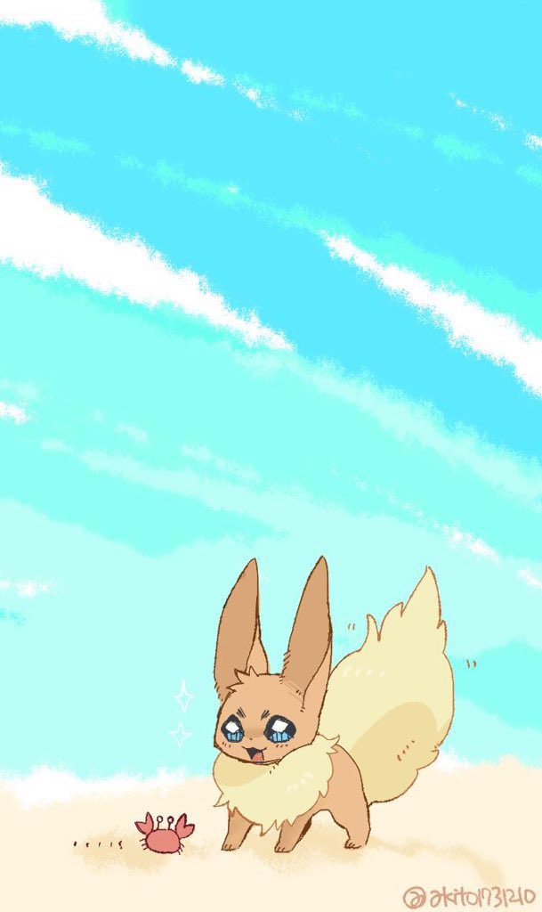 eevee pokemon (creature) no humans day sand open mouth outdoors twitter username  illustration images