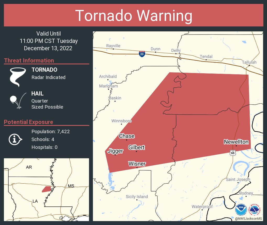 NWS Tornado on Twitter "Tornado Warning including Newellton LA, Wisner