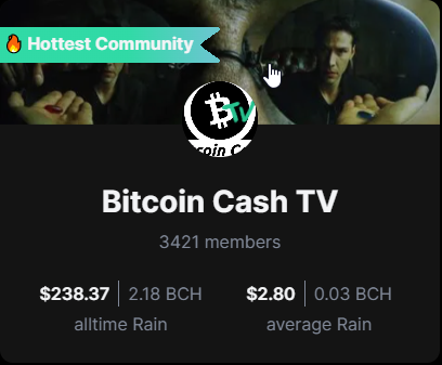 BitcoinCashTV's tweet photo. Join the Hottest Community on https://t.co/3qKgpBRIuH!  Earn #BitcoinCash #Cashrain everyday with #BCHTV!  💊🌧️🌈💚 https://t.co/3I3jrl46jR
