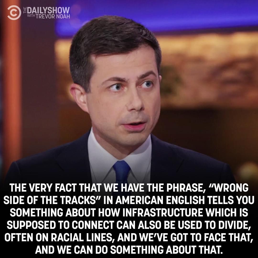 jilevin's tweet photo. What does it mean to be "on the wrong side of the tracks"?

Thank you @PeteButtigieg for pointing out the racist connection. https://t.co/URuqyzbkRS