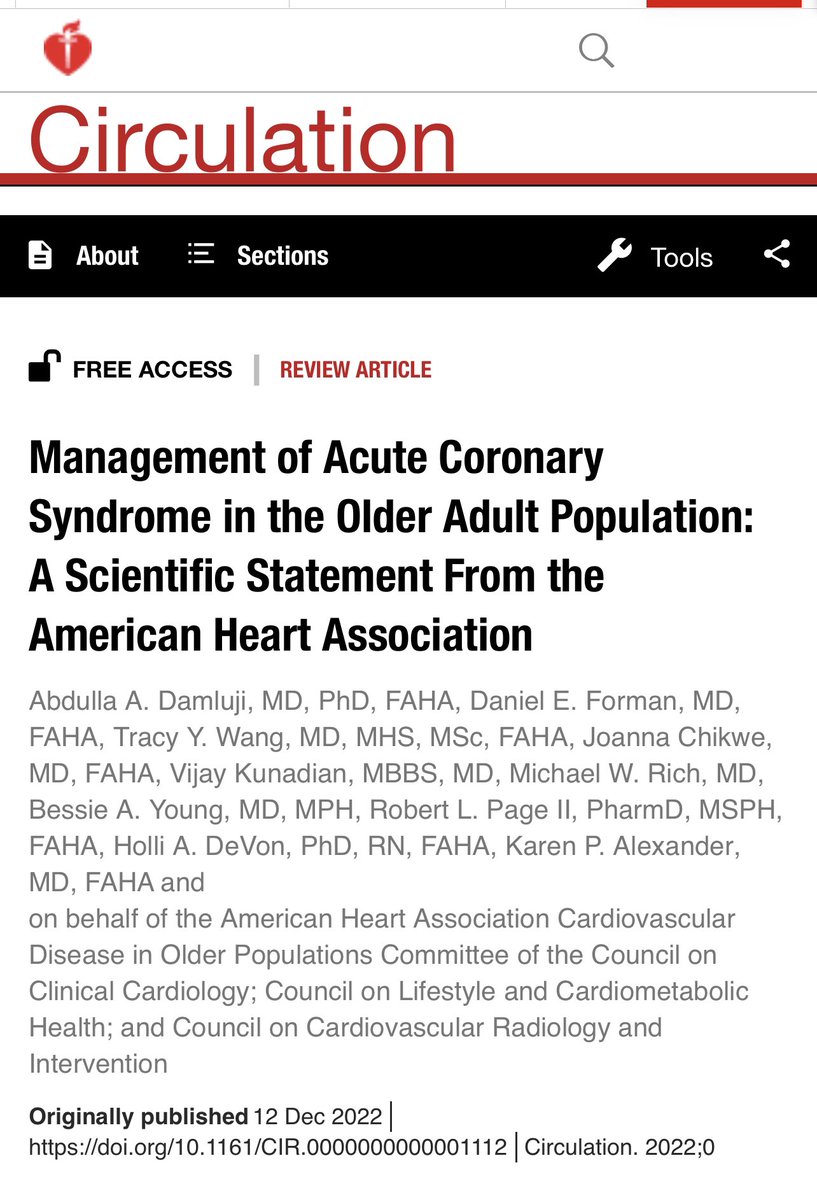 VijayKunadian's tweet photo. 💥Our population ageing
💥Acute coronary syndrome lead cause of mortality in older adults
💥Read⬇️outstanding work led by @DrDamluji-Management of ACS in older adults 
💥Delighted to contribute to this @CircAHA Scientific Statement❤️ @TheBHF @NIHRresearch 
https://t.co/XOB6CrLPyR https://t.co/RVvgyGYfr7