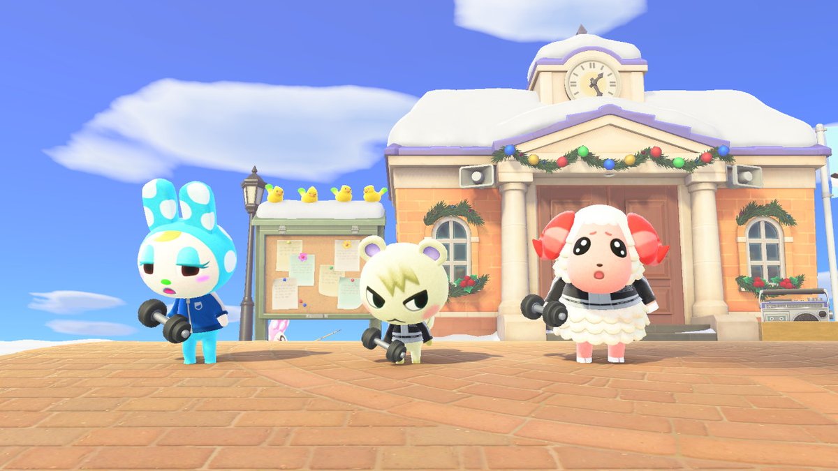MAkMak319's tweet photo. みんなと一緒に運動したらいいのにw

カメラ起動したらスマホ出すのヤメテ！
二度手間でしたよ

 #どうぶつの森 #AnimalCrossing #ACNH #NintendoSwitch https://t.co/StGsnntWAA