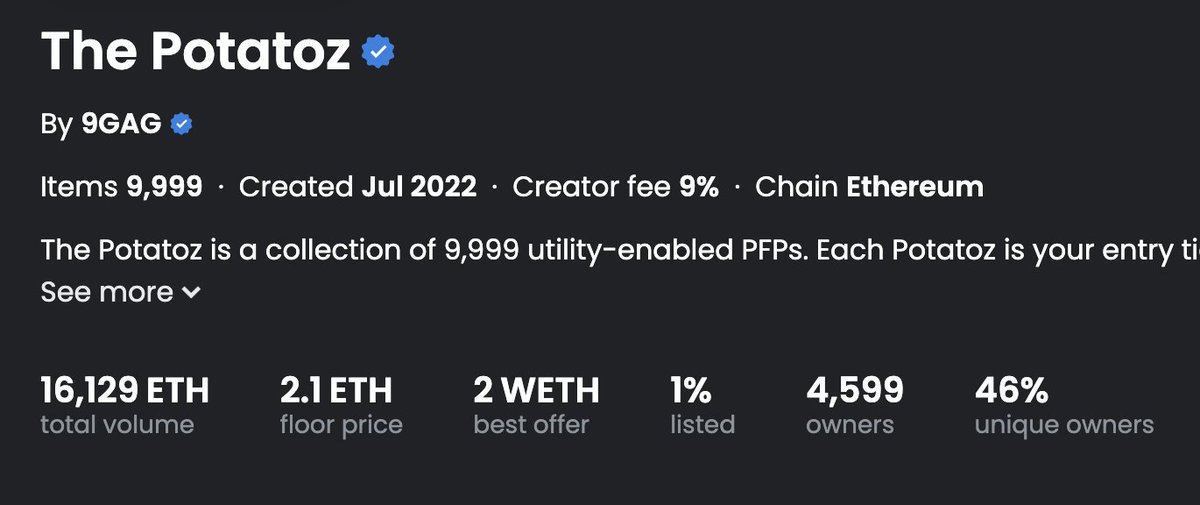 KevinSusanto's tweet photo. Didn't realize that Potatoz is sitting at 2,1 Eth Floor Price already!! The excitement for Captainz is REAL! Wondering how much will be @Memeland Captainz Floor Price will be? 👀🔥AHOYYYYY https://t.co/ZsxVlBWNL0