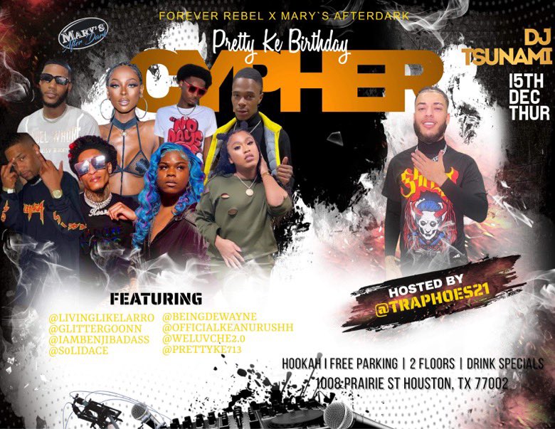 PattEsquire's tweet photo. DjTsunami 🌊🎧🔉
Back in Houston 📍
#ForeverHeat Thursdays❤️🔥
Pretty Ke B’Day 🔥 RAP CYPHER 🎙️ https://t.co/G90Tt1XTB3