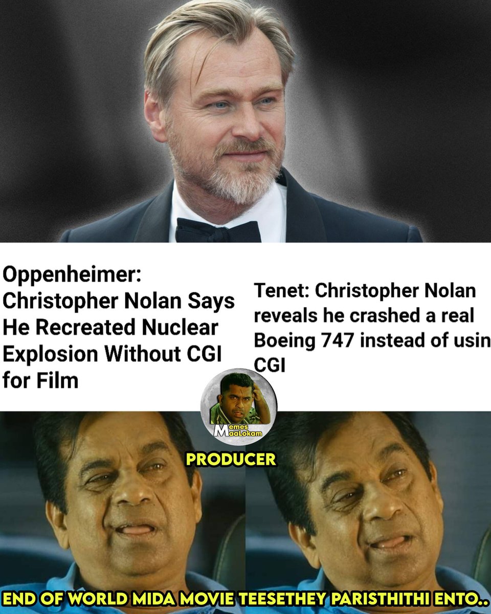 Nolan mawa gurinchi telisindega.. 😜

#christophernolan #oppenheimer #Tenet #Producer #endofworld #Hollywood #Nolan #nucleardetonation

Follow @Nb4Ea 👈