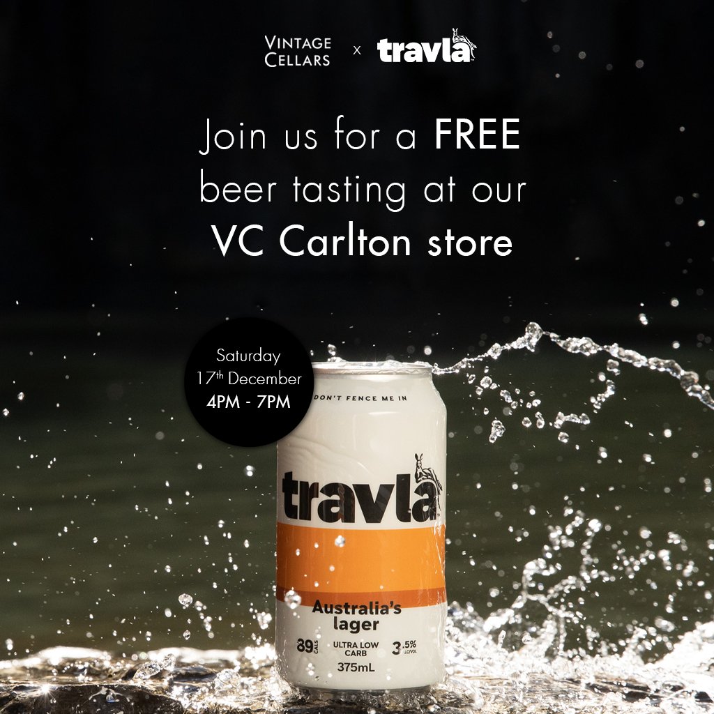 Travla (@_travla) on Twitter photo Hey, Carlton - we're coming to your neck of the woods this Saturday! So if you're looking to grab a few cold ones this weekend, come and say g'day to <a href="/andyallencooks/">Andy Allen</a> and the Travla team.
🍻 4-7pm at <a href="/vintagecellars/">Vintage Cellars</a>
259-261 Lygon St, Carlton VIC 3053 Hey, Carlton - we're coming to your neck of the woods this Saturday! So if you're looking to grab a few cold ones this weekend, come and say g'day to <a href="/andyallencooks/">Andy Allen</a> and the Travla team.
🍻 4-7pm at <a href="/vintagecellars/">Vintage Cellars</a>
259-261 Lygon St, Carlton VIC 3053