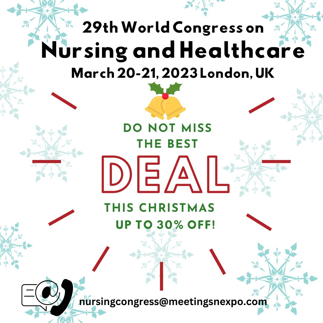 rosaria93111306's tweet photo. SPECIAL OFFERS ARE LIVE!!
Join with us in this Christmas with great deals in World Nursing Summit 2023 and get chance to visit London, UK👏👏
✔️ Date : 20-21 March, 2023
✔️ Venue : London, UK
✔️ Link: https://t.co/DuZdv8YBYC
#Christmas #TwitchRecap2022 #MuskRat #argkro #offers https://t.co/ZYyEEnH6xs