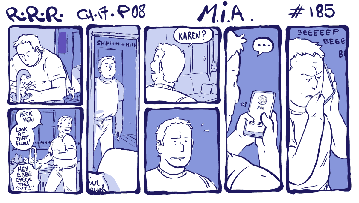 Chapter 17 p08. MIA. Read all strips of #rodneyrrodney on Webtoons or neatly arranged in my pinned tweet :)