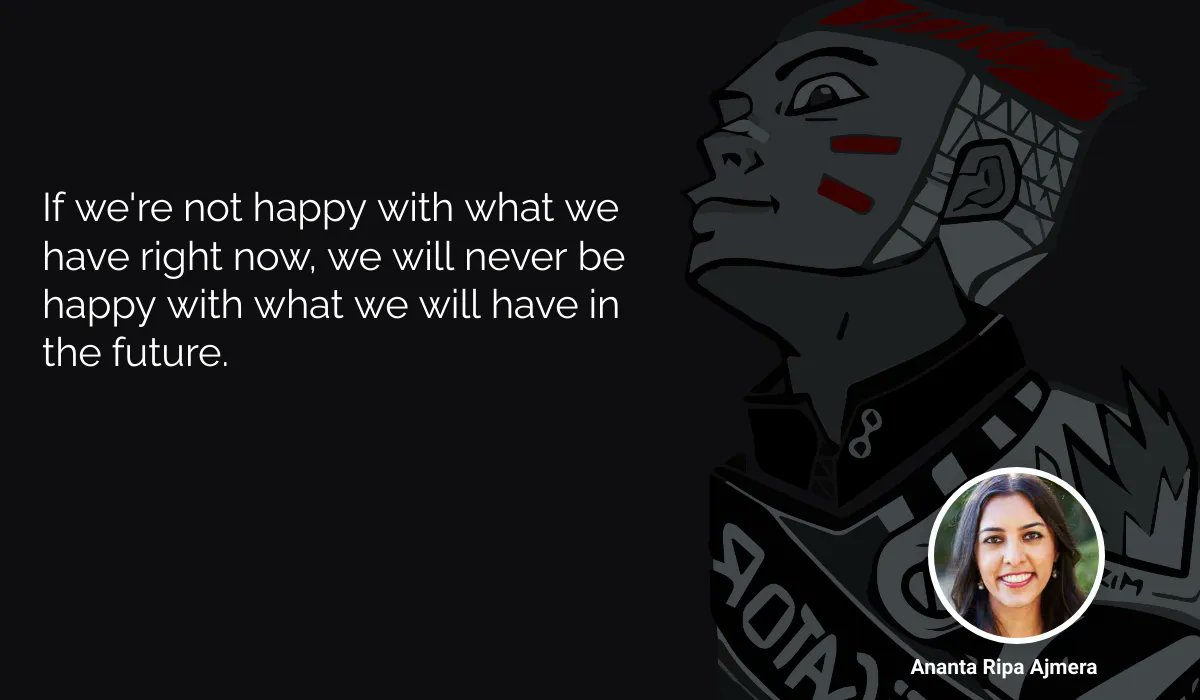 UnmistakableCEO's tweet photo. "If we're not happy with what we have right now, we will never be happy with what we will have in the future." @ananta_one on @unmistakableCR #podcast. 
Subscribe to Listen https://t.co/c39dKzYVu9 https://t.co/E4DYSRe6Sb