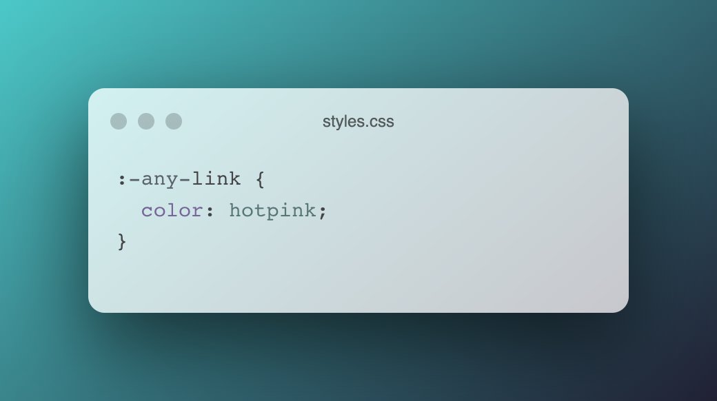 Scriptified (@scriptified_dev) on Twitter photo 🔥 Tip of the Week
The :any-link selector represents an element that acts as the source anchor of a hyperlink, independent of whether it has been visited.
✉️ Subscribe to scriptified.dev to receive such hot tips & more.
Read more at - scriptified.dev/issues/15?sect… 🔥 Tip of the Week
The :any-link selector represents an element that acts as the source anchor of a hyperlink, independent of whether it has been visited.
✉️ Subscribe to scriptified.dev to receive such hot tips & more.
Read more at - scriptified.dev/issues/15?sect…