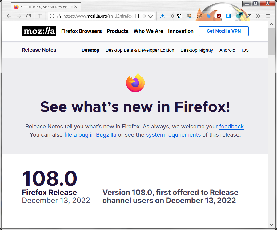 (появление Firefox 108)