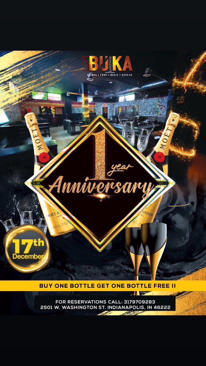 TheBuka's tweet photo. One YEAR Anniversary!!!! #bukalounge #jollof #champagne #afrobeat #vibes https://t.co/Rkd4b7Zbm7