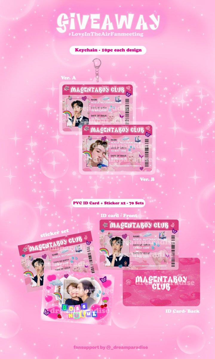 magentaboyclub's tweet photo. 💖🌪 #LoveinTheAirFanMeeting GIVEAWAY 🌧💖

🗓 18 Dec 2022
📍Union mall
⏰ TBA

Will be giving away randomly:
🌟Keychain - 10pc each
🌟PVC ID Card + Stickers - 70 Sets
 
#NoeulGiveaway #BossCKMGiveaway #MagentaBoy #ShawtyBoss #BossNoeul #BoNoh #NoeulNuttarat #Bosschaikamon https://t.co/lc9E9TRAHq