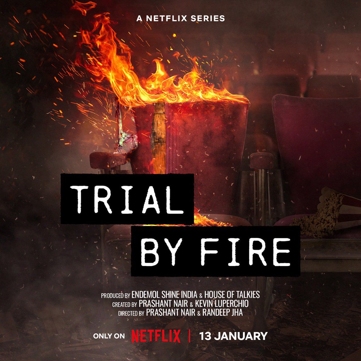 June 1997, a fire took over Uphaar Cinema, leaving behind a trail of tragedies. Parents, Neelam and Shekhar Krishnamoorthy's 25 year journey for justice is traced in #TrialByFire

Watch the limited series on 13th January only on <a href="/NetflixIndia/">Netflix India</a>