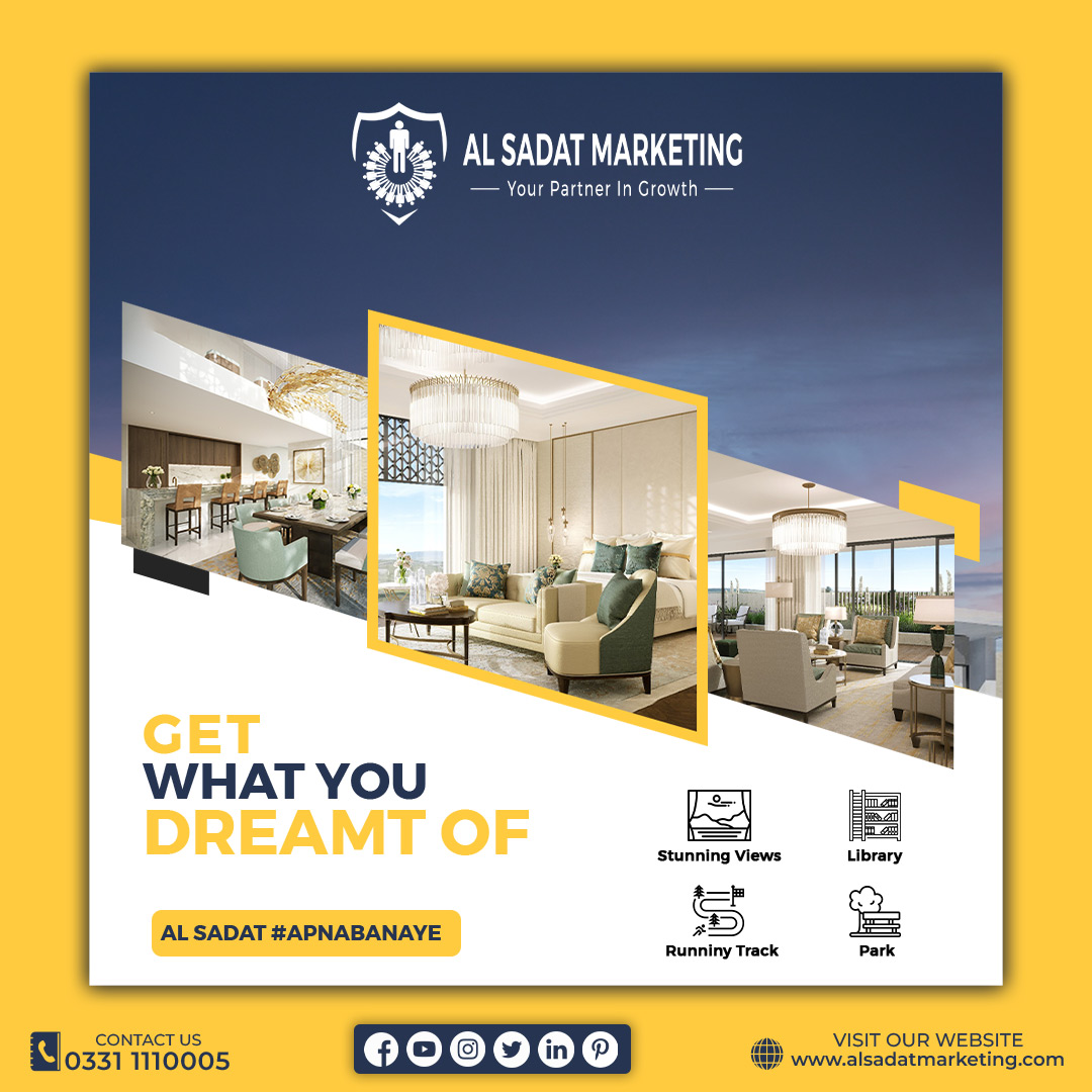sadatmarketing's tweet photo. Get What You Dreamt of by Al Sadat Marketing

UAN: 0331 111 000 5

#marketingagency  #Rizwan #PAKvNZ #NaseemShah #realestateislamabad #Cricket  #pakistanproperties https://t.co/ReuOiJb9QN