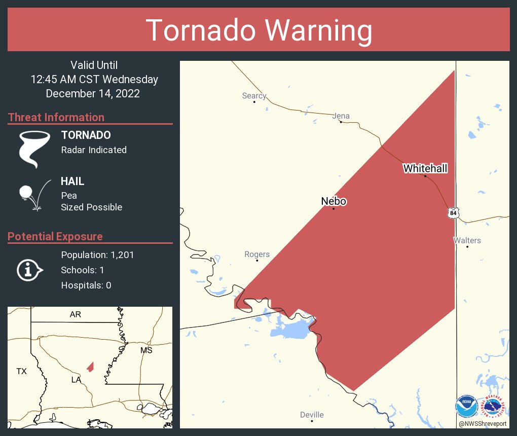 NWS Tornado on Twitter "Tornado Warning including Whitehall LA and
