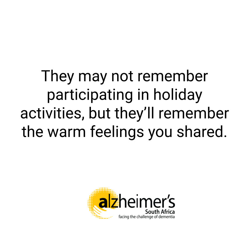 Focus on the joy and togetherness of the holidays.🎄❤️🎄🎅

This should help everyone have a better time. If we insist on doing all the activities we've become accustomed to, we may end up disappointed when all the hustle and bustle negatively affects our loved one