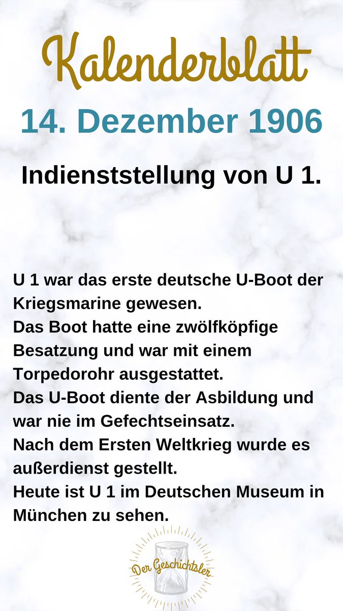Vor 116 Jahren wurde das erste deutsche #UBoot in Dienst gestellt.
#heutevor #onthisday
#spaßmitgeschichte