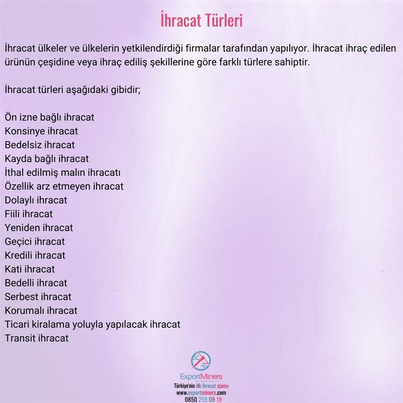 İhracat Türleri.

💻 exportminers.com

#exportminers #goodmorning
#export #ihracat #mersin #istanbul #mersinlimanı #liman #data #veri #goal #trade #ticaret #gain #success #marina #izmir  #Ankara  #Turkey #transit