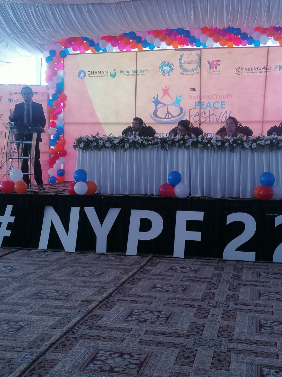 ypfpakistan's tweet photo. First session of #NationalYouthPeaceFestivalNYPF2022 is in progress.
Mr. Muhammad Shahzad Khan (ED), Chanan Development Association is facilitating the inaugural session by his welcome remarks.

@ShazaFK
@MNARomina 
@SyedMusaGillani 
@PMYPUpdates
@SecretariatSDGs 
@NAofPakistan https://t.co/G8YrahrwZk