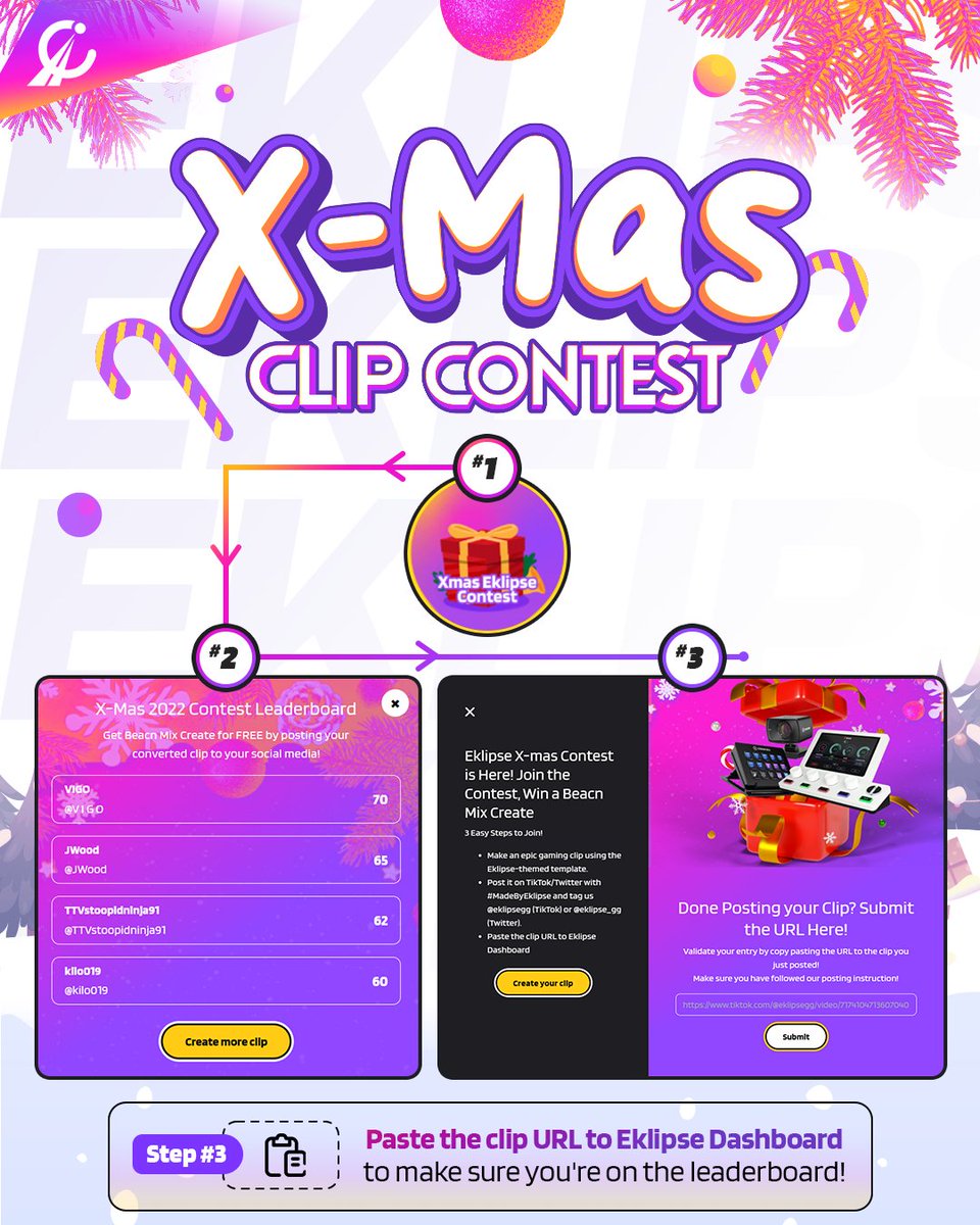 Eklipse_gg's tweet image. LAST STEP TO WIN 
- the more clips you post, the more chance of winning you got, since we&apos;ll accumulate the likes!

get your squad to grind that thumbs ups so you can reach the top of the leaderboard 🤩

JOIN NOW ➡️ eklipse.gg
#MadeByEklipse #clipcontest #competition