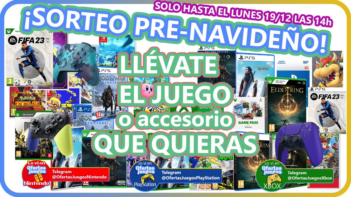 ¡SORTEAMOS TRES JUEGOS O ACCESORIOS A ESCOGER!

✅Para participar
💙RT
💙Menciona a dos amigos
💙Sigue en Telegram los canales de la plataforma para la que querrías el premio y válida allí tu participación
t.me/ofertasjuegose…