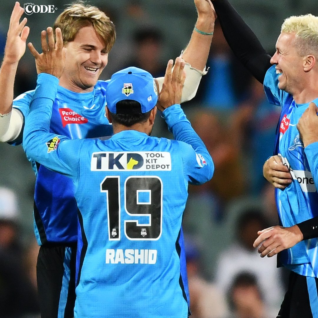 codecricketau's tweet photo. The @StrikersBBL are jumping for joy to start the new @BBL season.
Former Sixer Henry Thornton taking 4-20 in an emphatic 51-run win ๐
โถ๏ธ SCORECARD: https://t.co/ZxvdQJdfjC
#BBL12 | #STRvSIX ๐ https://t.co/QA5TPoZfq2