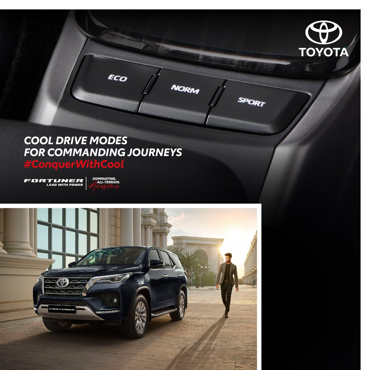 The #Fortuner is decked with commanding drive modes. So that every adventure you take-on gives you the ultimate experience. Visit- bit.ly/ToyotaIndiaFor… 
.
.
#ToyotaIndia #ToyotaFortuner #Awesome #ConquerWithCool