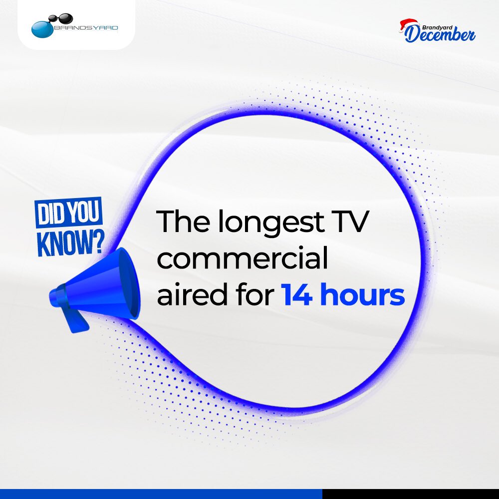 BrandsyardL's tweet photo. It was produced by Procter &amp; Gamble (Brazil) for Old Spice Deodorant in Brazil.

The TV Commercial was broadcasted from 6 am to 8 pm, making it the longest Ad in history.

#didyouknow #brands #brandsyard #advertisement #brandsyardlimited https://t.co/CYMuE8mRPS