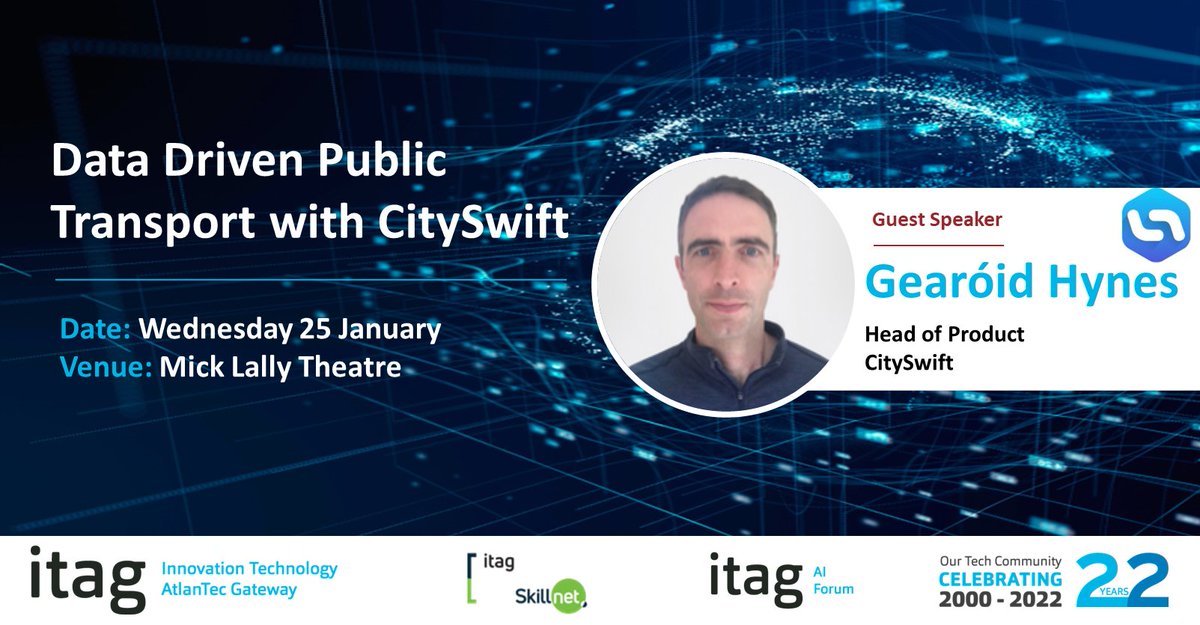 ***** Speaker Announcement ******

Gar Hynes, Head of Product <a href="/CitySwift/">CitySwift</a> 
Data driven public transport

itag's AI Forum is delighted to bring you 'Data Driven, Ethical &amp; Trustworthy AI'
Wed 25th Jan @ 17:00

Guest Speakers followed by Networking &amp; Pizza
bit.ly/3Yos4Q8