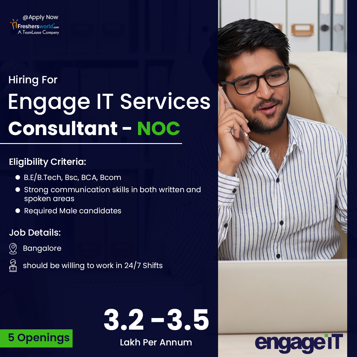 Freshersworld's tweet photo. Engage IT Services is Hiring through us Now!
Experience: Freshers - 0 to 1 yr
Number of Openings:5

Interested Candidates Apply Here: https://t.co/r57s7BHHTj

 #highpaidjobs #nowhiring #jobopenings #hiring #FreshersWorld #jobsnotifications #engageitservices #EngageIT #consultant https://t.co/pRMqwIg2an