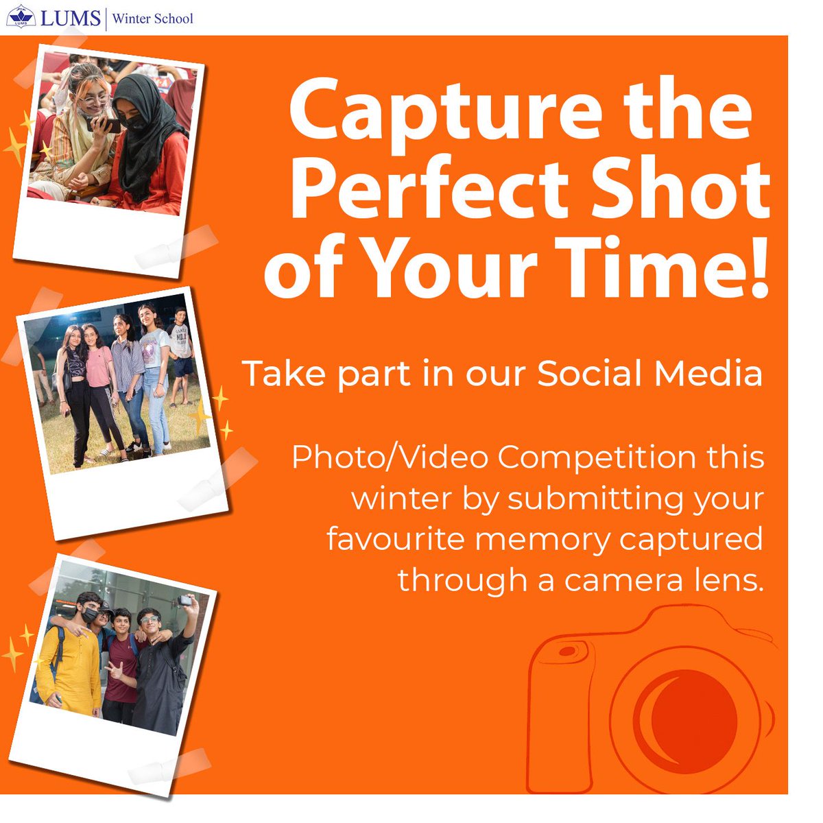 summeratlums's tweet photo. Submit your entries for our Social Media Competition this Winter! The winner will receive a professionally framed print of their shot (at the Certificate Ceremony) as a memento of the Winter School. 
How to enter: https://t.co/NV9y9XrfMY
#LUMS #WinteratLUMS https://t.co/ad5lVR7dE1