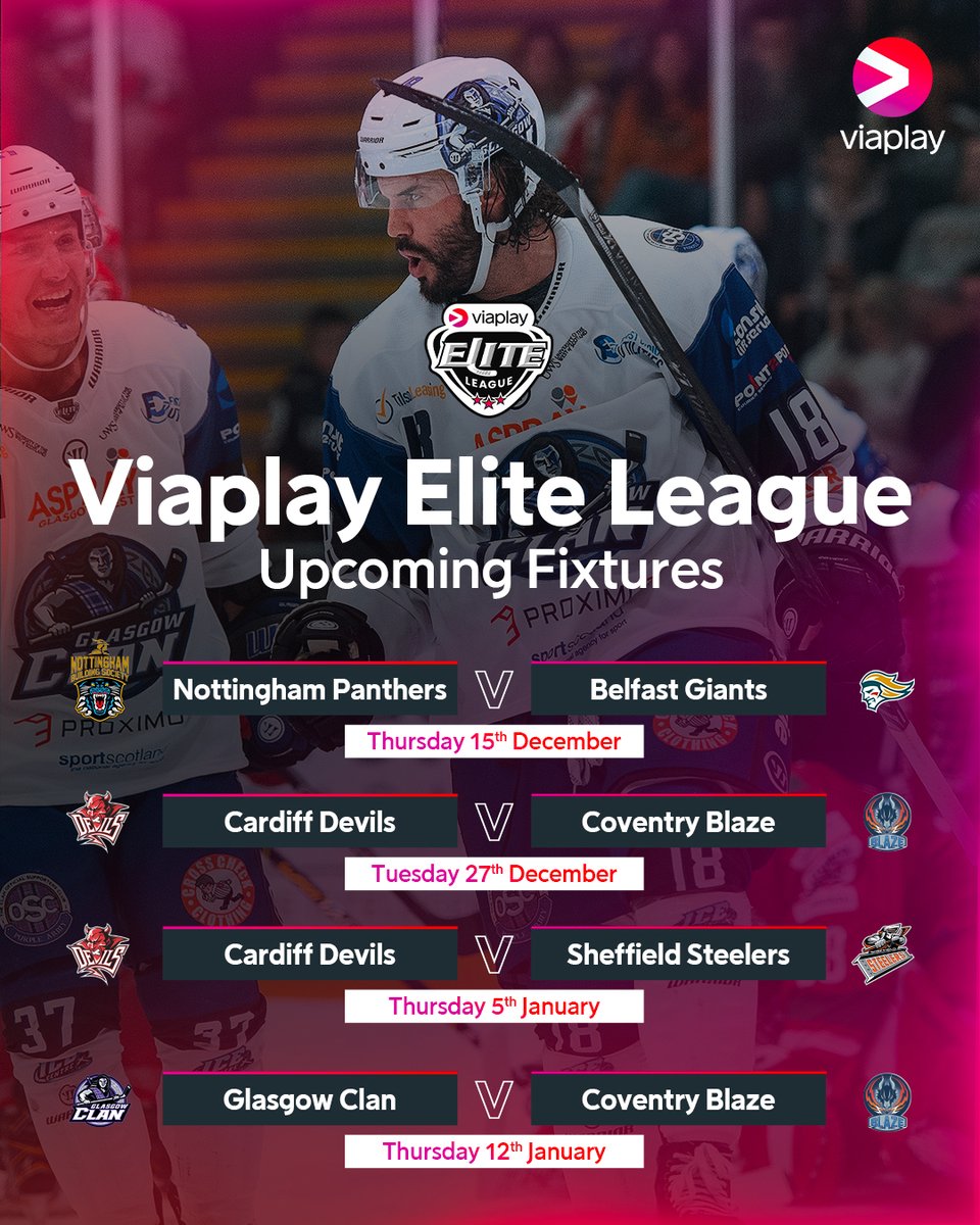 It might be cold outside, but things are starting to heat up on the ice! ❄🔥 Join us for 4 fantastic games over the next month from the Viaplay Elite League 🏒📺 #EIHL