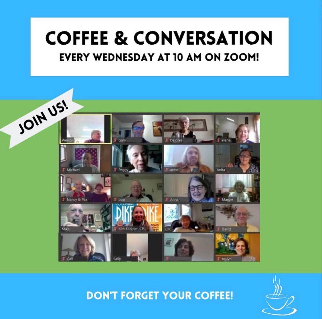 Join us today at 10 am! Arvette Reid, Client Service Director for SEIA (Signature Estate and Investment Advisors), will focus on how to plan and pay for health care and housing. 

us02web.zoom.us/j/88948577106?…

#coffeetime #ANV #ArlingtonNeighborhoodVillage #arlingtonva