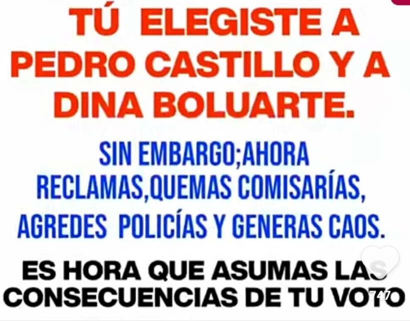 TierraIca's tweet photo. @alvarosarco @DinaErcilia Si amas a tus hijos RENUNCIA deja el FAJIN tu eres terrüca @CCFFAA_PERU @PoliciaPeru no pueden salir desarmados,tienen que regresar a casa la familia espera RENUNCIA hazlo por tus dos hijos RENUNCIA DINA no dilates ➕..ERES TERRUCA @PCMPedroAngulo @pcmperu @soyfdelrincon @CNNEE https://t.co/XE8qaOGEKv