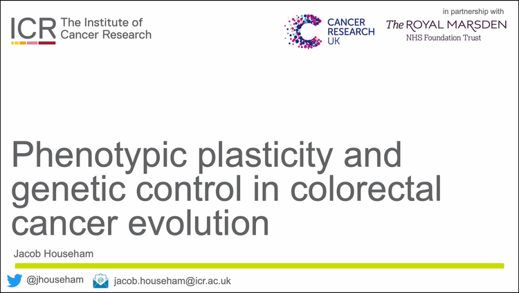 ICR_London's tweet photo. 🧬Dr Jacob Househam, a #postdoc in @trevoragraham's team in the ICR's @CEC_ICR, talks through their recent @nature paper on #CancerEvolution in #BowelCancer for @JRNLclub.

Watch the talk: https://t.co/6GBeUO3az0

Read the paper: https://t.co/DKOh8M4jjc https://t.co/tCOvIlepCS