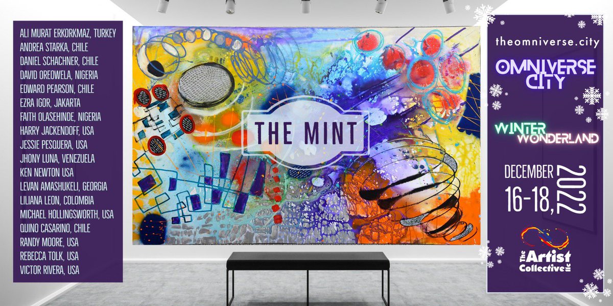Are you ready for The Mint exhibition ?

❄️Winter Wonderland 2022 ❄️

You can’t miss this 💯💥💯

December 16 - 18 register ⬇️

airmeet.com/e/f0fb6110-75b…

Come and check out the #art of this amazing #artists  
<a href="/GoldiesNFTart/">Goldie</a> 
<a href="/RebeccaTolk/">Rebecca Tolk</a> 
<a href="/Schachne7Daniel/">Daniel Schachner - www.danielschachner.com</a> 
<a href="/AndreaStark33/">Andrea Stark</a>

&amp; more!