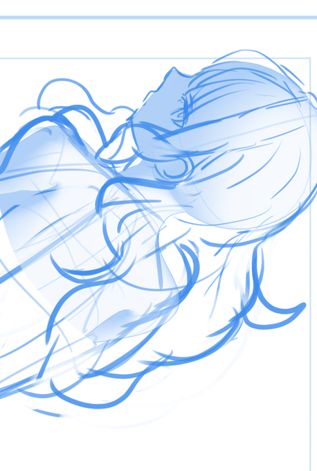 次のFANBOX限定イラストの…没ラフ案。3Dモデルも部分的に使いながら(今回は顔のアングルに使用)理想の形模索してました。 