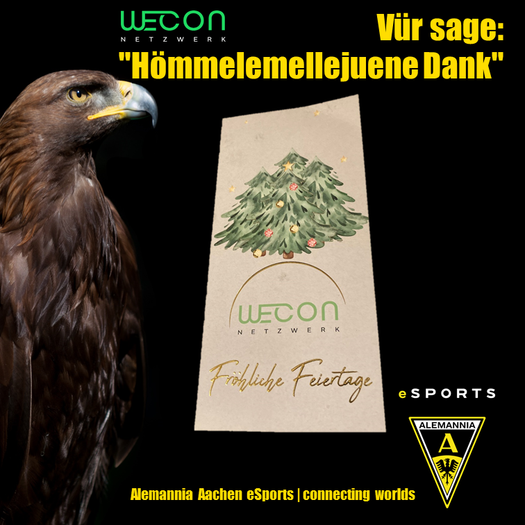 ATSV1900eSports's tweet photo. Vür sage: "Hömmelemellejuene Dank" an Erkan Cörtlek-Zimmermann und sein WECON Netzwerk Aachen/Düren-Team!
Wir freuen uns auf viele schöne Jahre in diesem tollen Netzwerk!
Euch wünschen wir schöne Feiertage im Kreise eurer Lieben.
#AlemanniaAachen #Aachen #EinVerein #wecon https://t.co/pYkEAEgQai