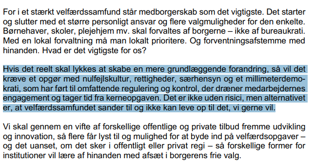rafredsten's tweet photo. Om Frisættelse af den offentlige sektor:
Spændende, at Regeringen eksplicit vil tage et opgør med  bl.a. "rettigheder" og "særhensyn".
Det tydeliggør nødvendigheden af en diskussion af, hvornår bureaukratiske regler og procedurer faktisk er berettigede - og hvornår de ikke er https://t.co/g0d6WssMiK